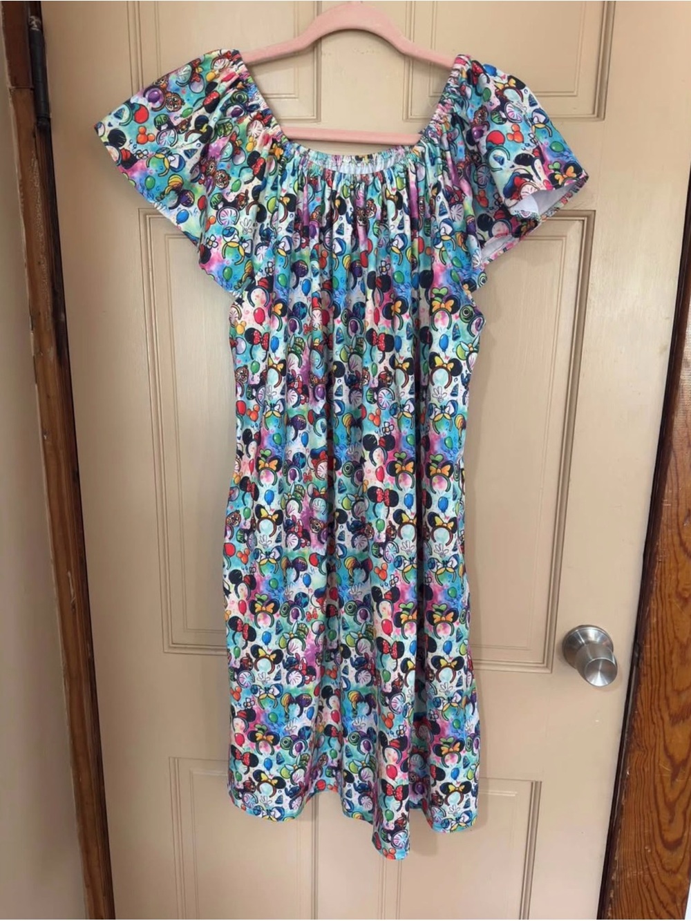 Colorful Mickey Mouse Off-Shoulder Dress XL